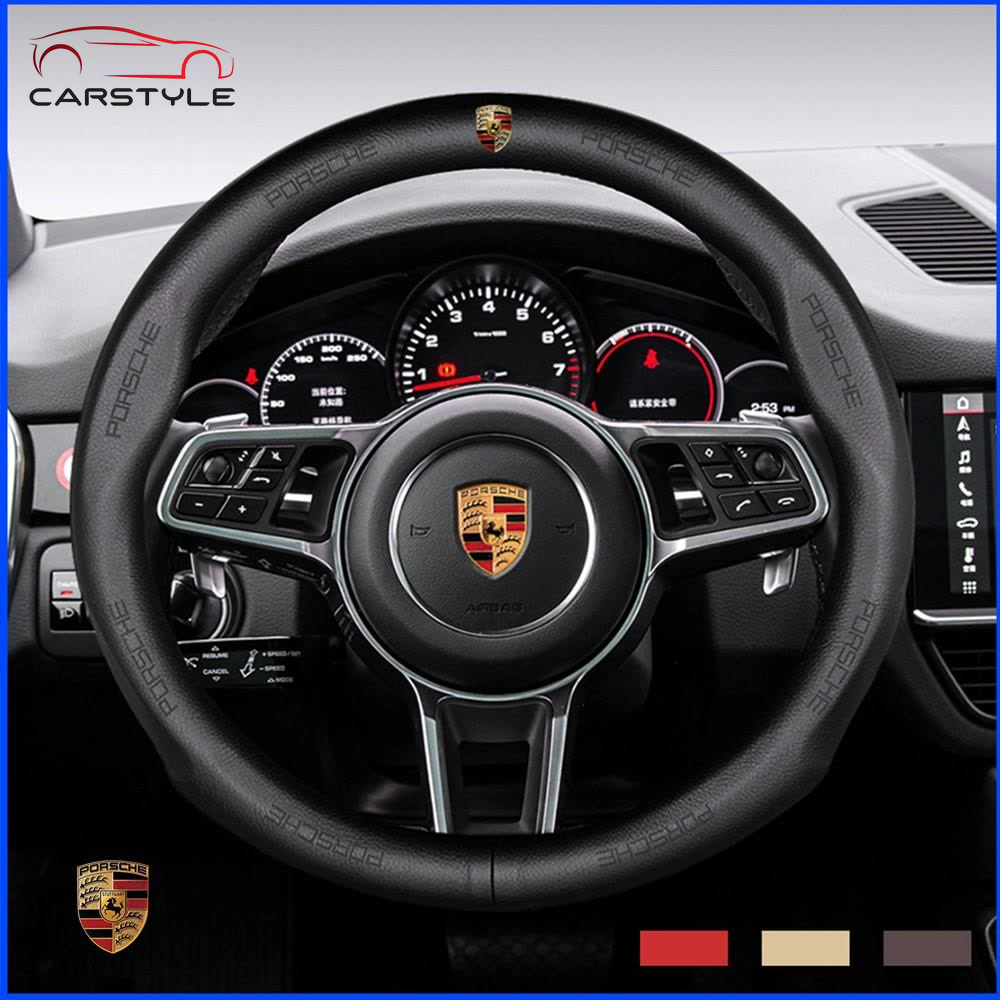 Bọc vô lăng bằng da bò chất lượng cao cho xe hơi Porsche Fit Macan Cayenne 718 911 Panamera GTS S Turbo S 4S