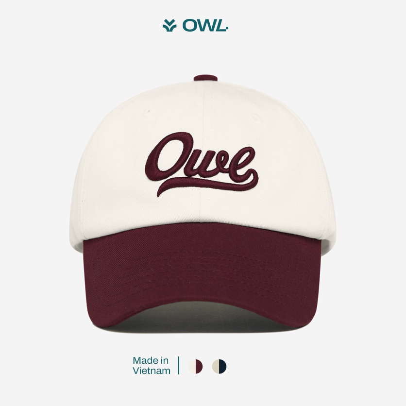 OWL BRAND ® RETRO TEXT CAP - Mũ lưỡi trai thêu chữ nổi OWL cổ điền / Đỏ