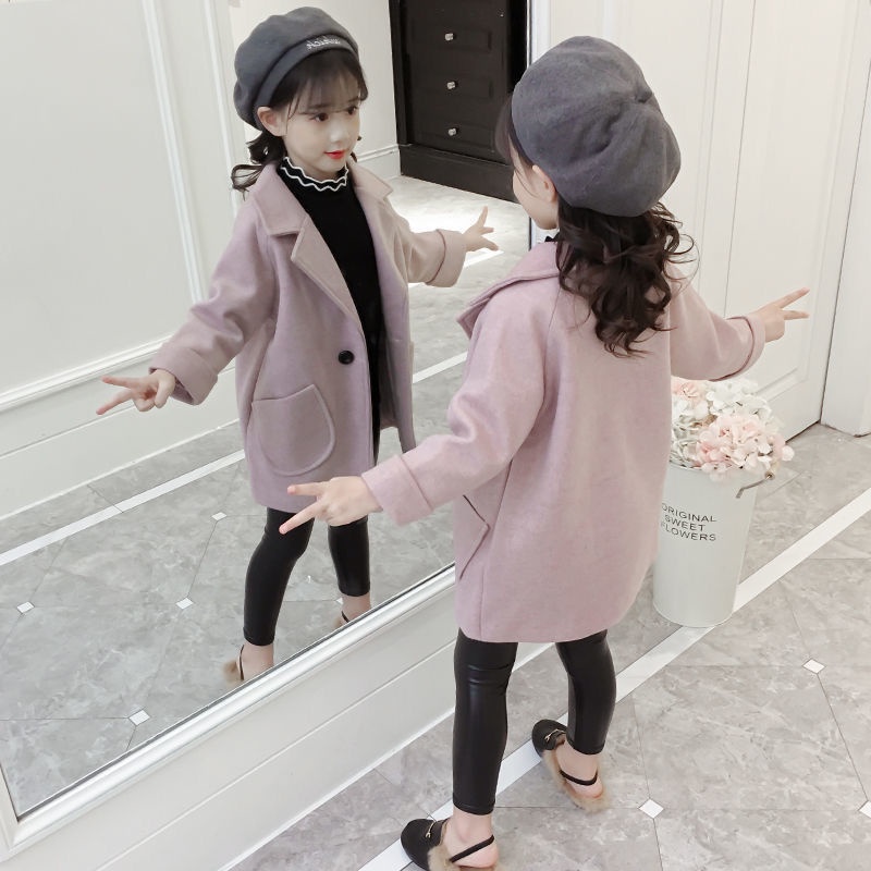 Áo khoác blazer dáng dài phong cách Hàn Quốc thời trang mùa xuân mới dành cho bé gái