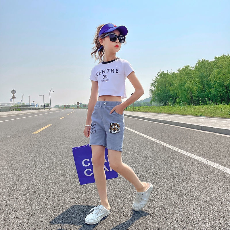 Quần Short Denim Thời Trang Mùa Hè Phong Cách Phương Tây Kiểu Mới 2022 Cho Bé Gái
