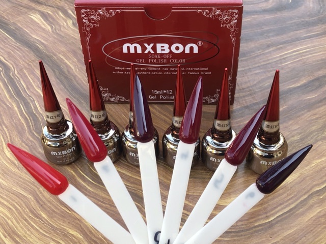 Sơn gel mxbon màu đỏ set 6 màu chuẩn đẹp
