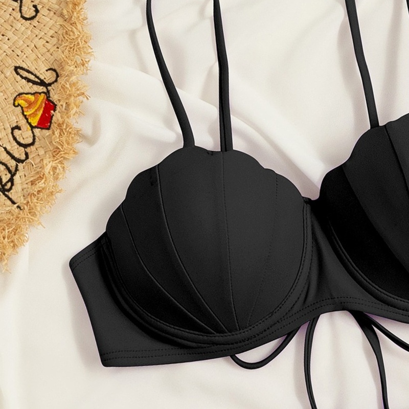 Brroa Bộ Đồ Bơi Bikini Tam Giác Mềm Mại Màu Trơn Eo Thấp Quyến Rũ Cho Nữ Sui