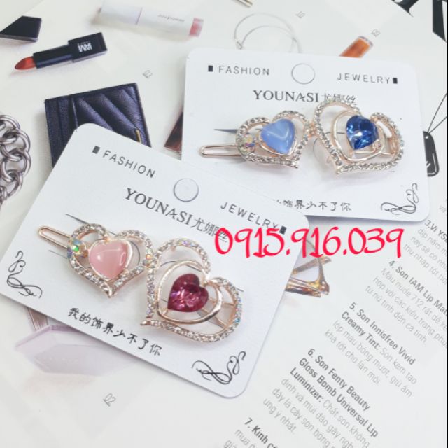 Kẹp Tóc Hình Trái Tim, Kẹp Đính Đá Nhân Tạo
