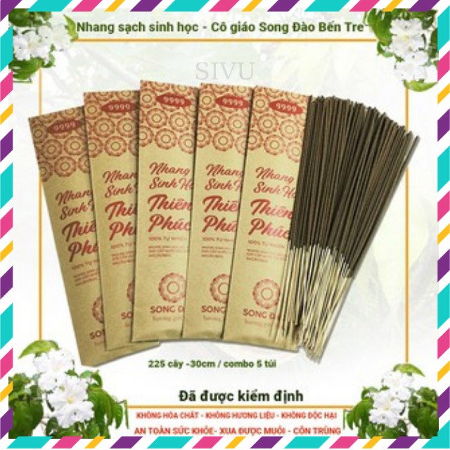 Nhang Sinh Học Thiên Phúc 2 Trong -Thờ Cúng&Xua Muỗi -100% Không Hóa Chất - Hương Tự Nhiên Giảm Stress - Giá 1 Túi