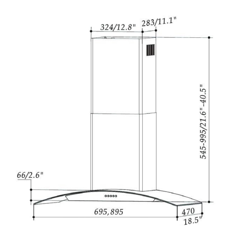 [FREESHIP HCM] Máy Hút Mùi Kính Cong EUROGOLD Dòng EUH021 - Chất Liệu Inox