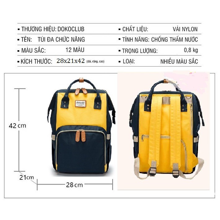 (FREE SHIP) Balo Bỉm sữaDOKOCLUB Hàn Quốc mẫu 2018 / Balo cho Mẹ và Bé