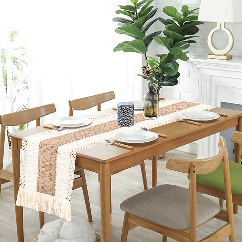 Farmhouse Boho Table Runner, for Dining Table Decoration 180cm
