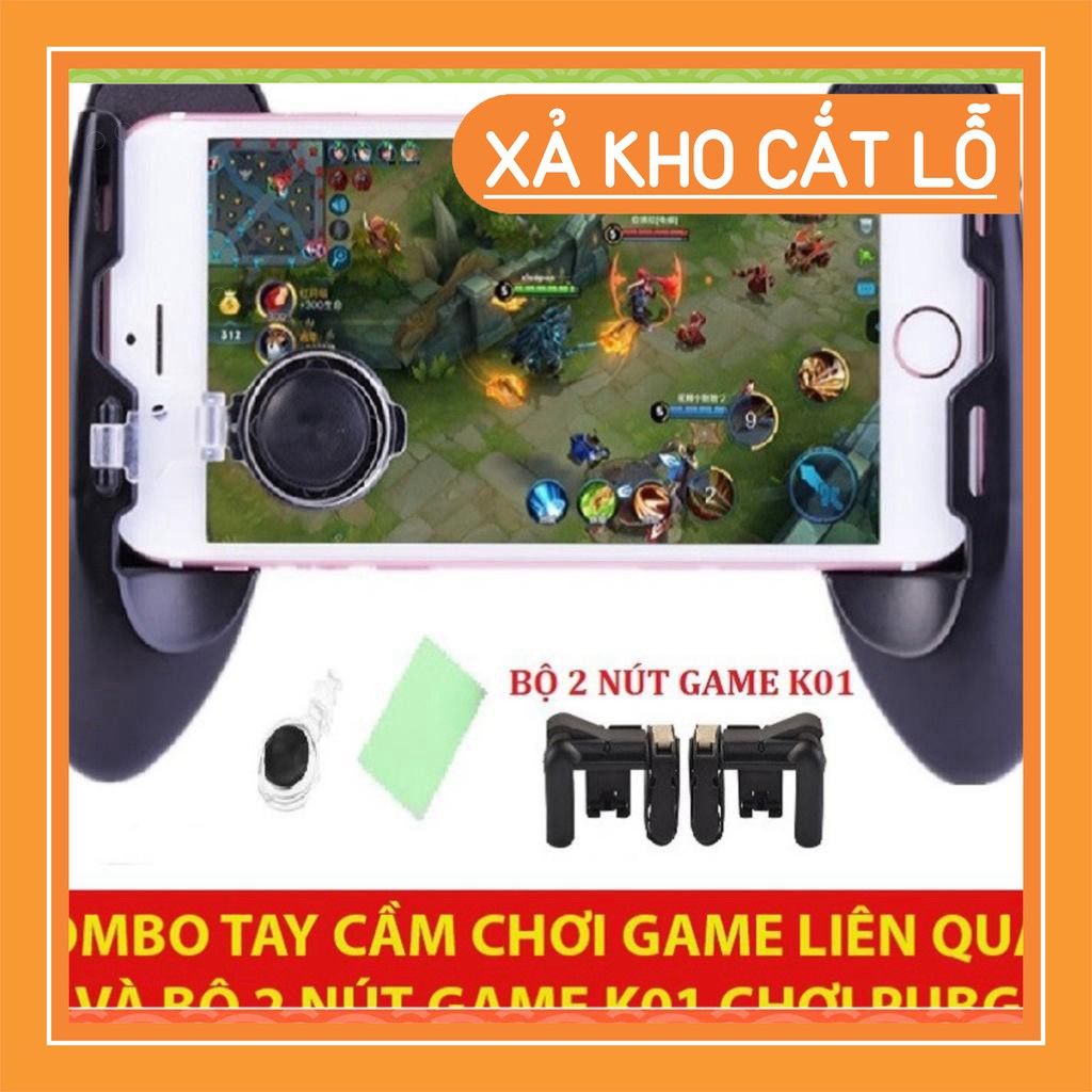 Combo Tay cầm Chơi Game Liên Quân PUBG ROS và Bộ 2 nút bấm hỗ trợ chơi PUBG K01