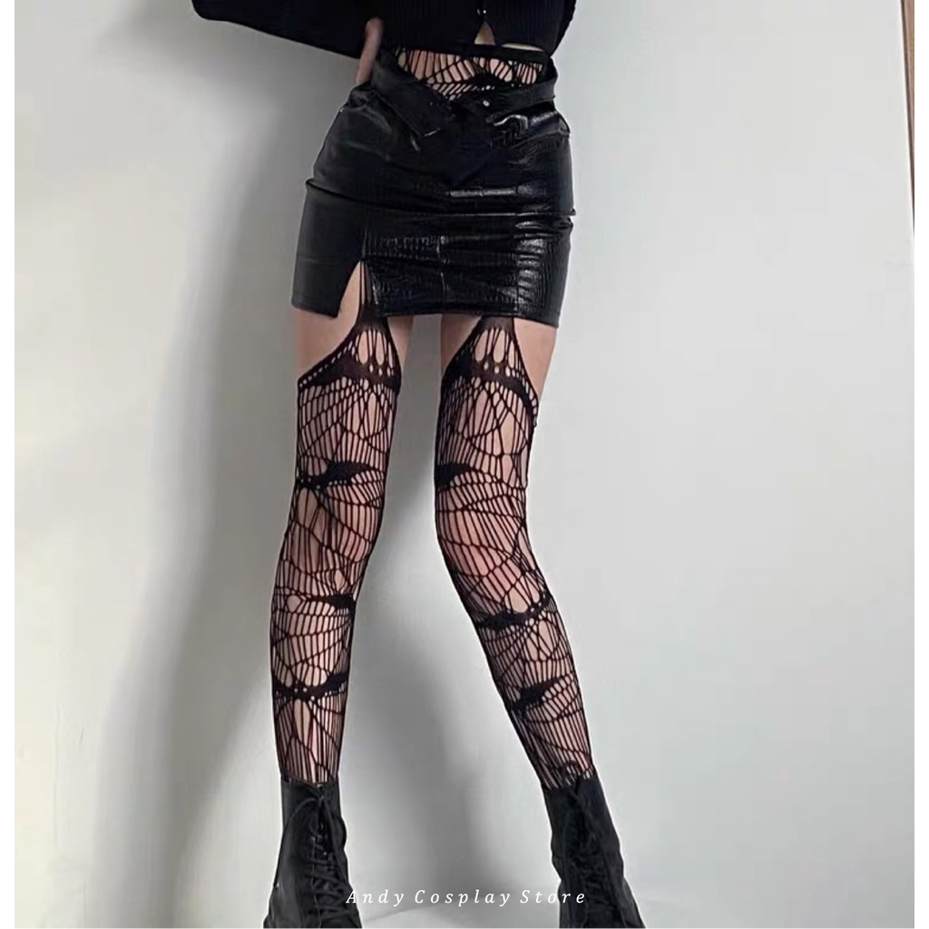 [CÓ SẴN] Quần tất lưới lỗ Harajuku hình dơi
