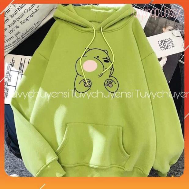 Hoodie nữ TUVYSHOP Áo hoodie gấu má phính nỉ cotton trần bông dày ấm nhiều màu