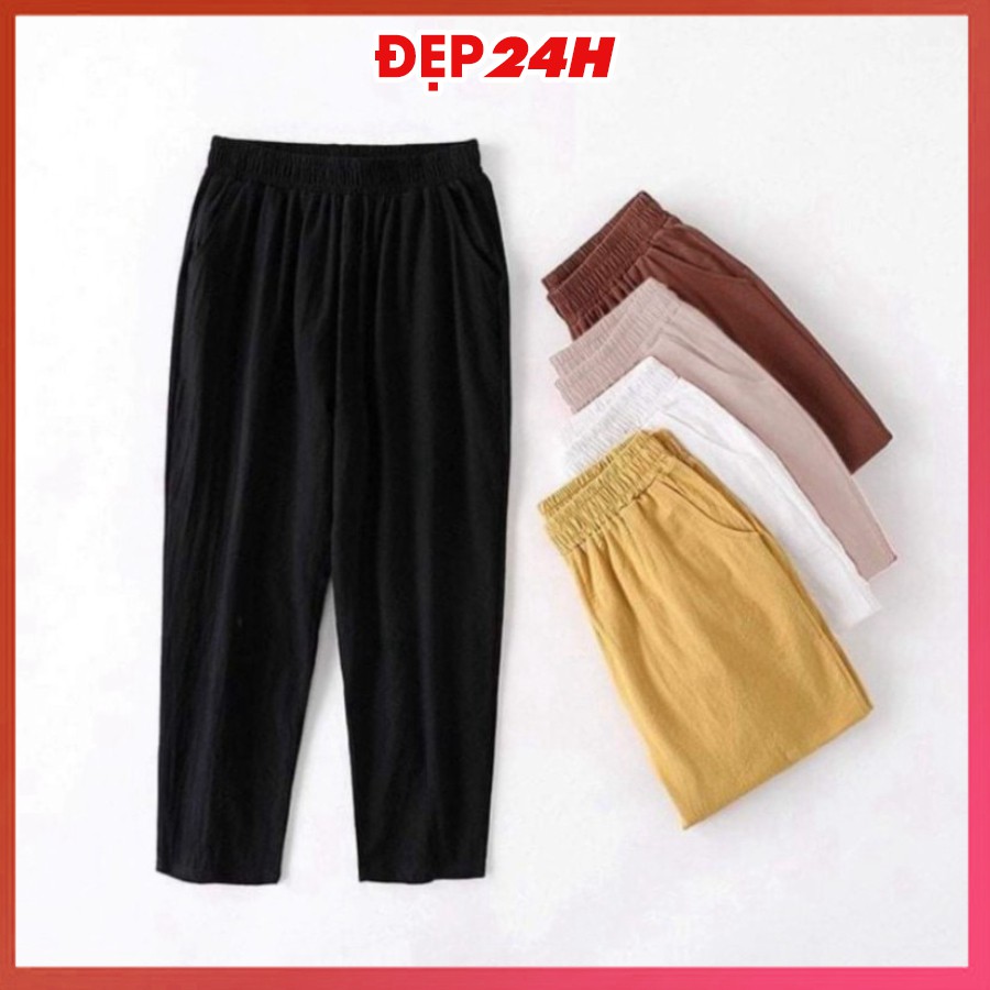 Quần thời trang nữ baggy kiểu dáng Hàn Quốc, quần kiểu nữ Đẹp 24 giờ, chất Đũi tơ mềm mát, form vừa xinh QH.29