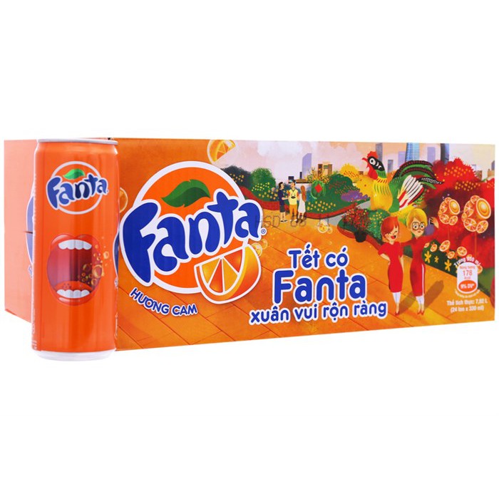Nước ngọt Fanta cam Sleek lon 330ml x 24