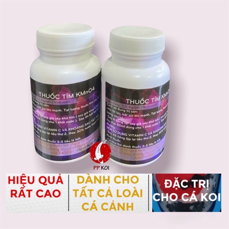 Thuốc Tím KMnO4 dùng cho cá Koi, cá Vàng, cá Rồng và các loài cá cảnh khác - Hũ 100gr