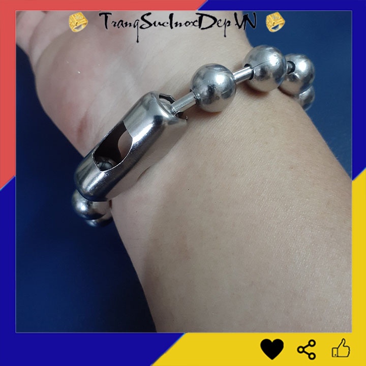 Lắc tay nam inox bi to 12mm sáng đẹp, không đen, thể hiện đẳng cấp phái mạnh