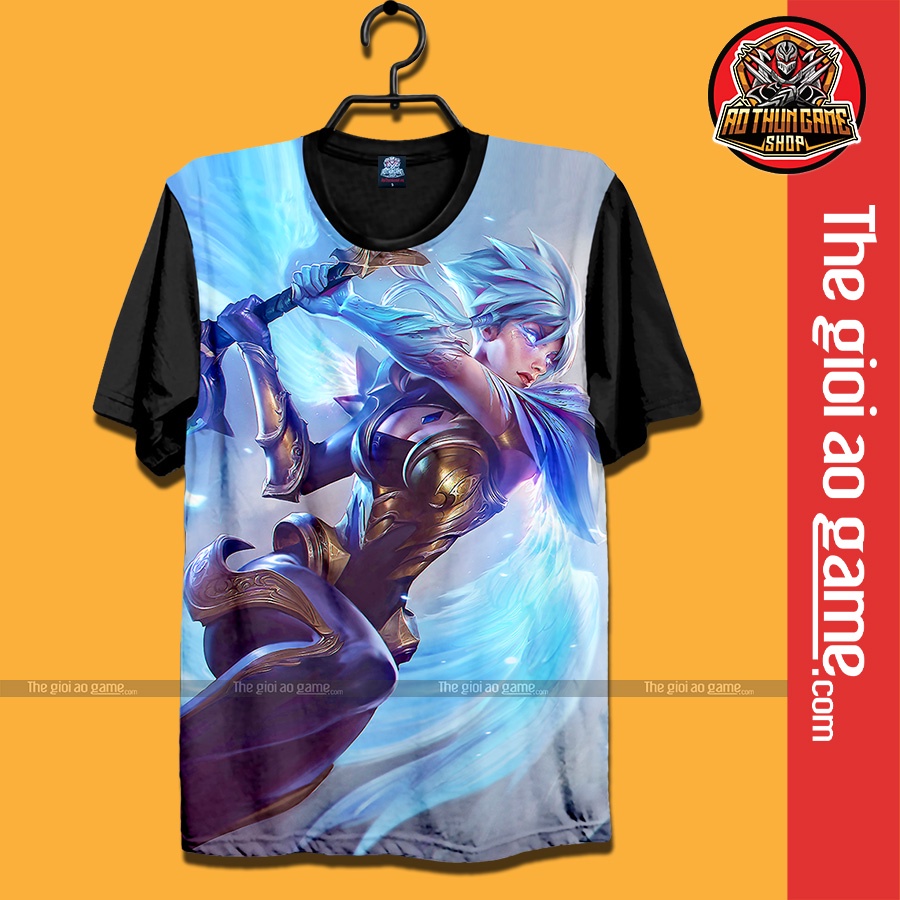 Áo LMHT , Áo Thun Liên Minh Huyền Thoại Riven Unisex Nam Nữ Tay Ngắn Forn Rộng Vải / Thegioiaogame.com