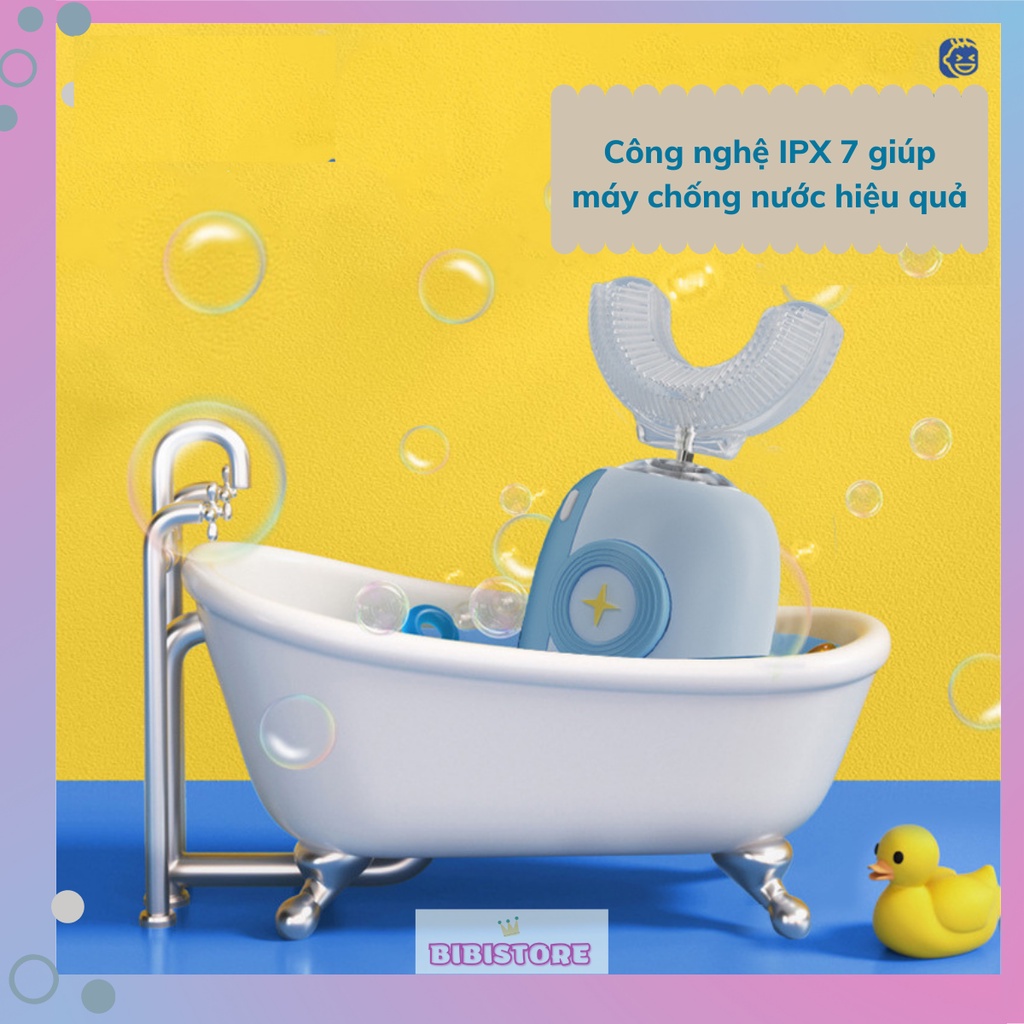 Bàn Chải Chữ U Cho Bé [TẶNG KĐR], Bàn Chải Đánh Răng Điện 5D Hình Máy Ảnh Đáng Yêu, Đánh răng tự động cho bé 2-12 tuổi