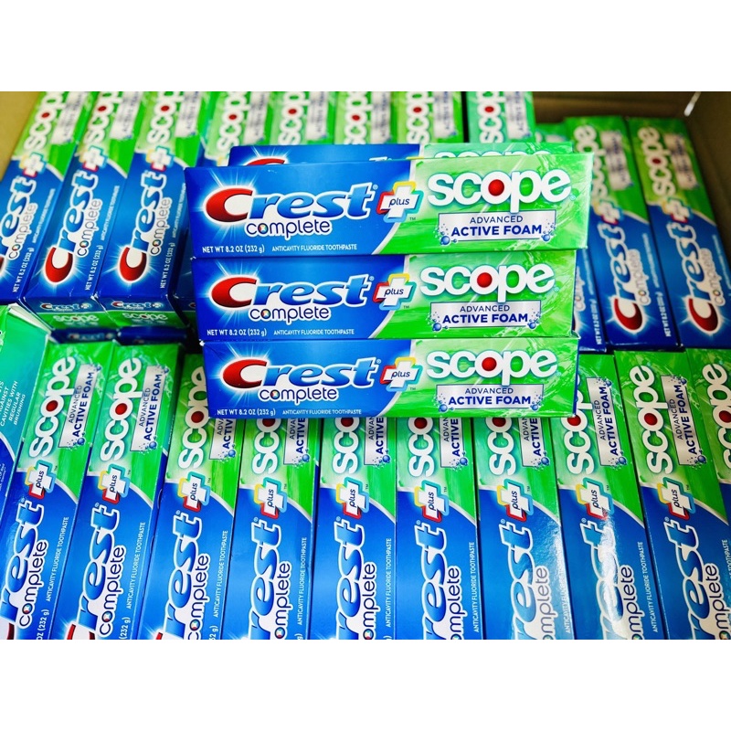 Kem Đánh Răng Crest Complete Extra Whitening+ Scope Advanced Freshness Mỹ 232g