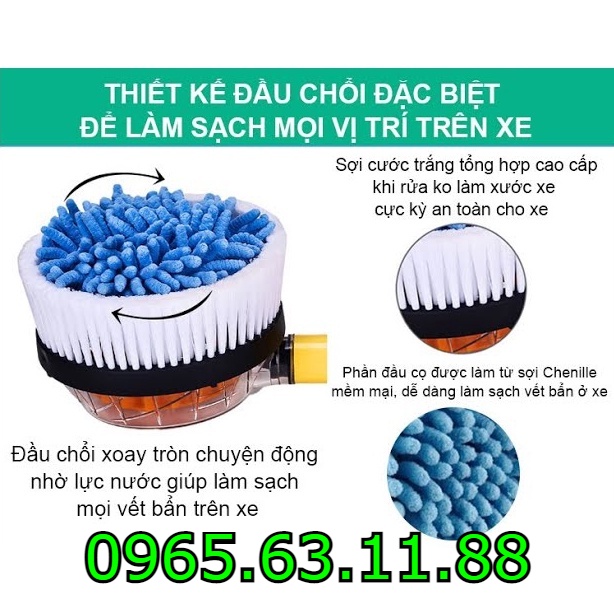 Chổi rửa xe ô tô thông minh xoay 360 độ tự động - Tiết kệm thời gian, sức lực, cực tiện lợi, dễ sử dụng.