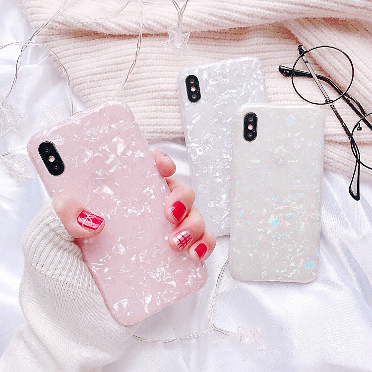 Ốp Xà Cừ Trắng Hồng Cho Iphone