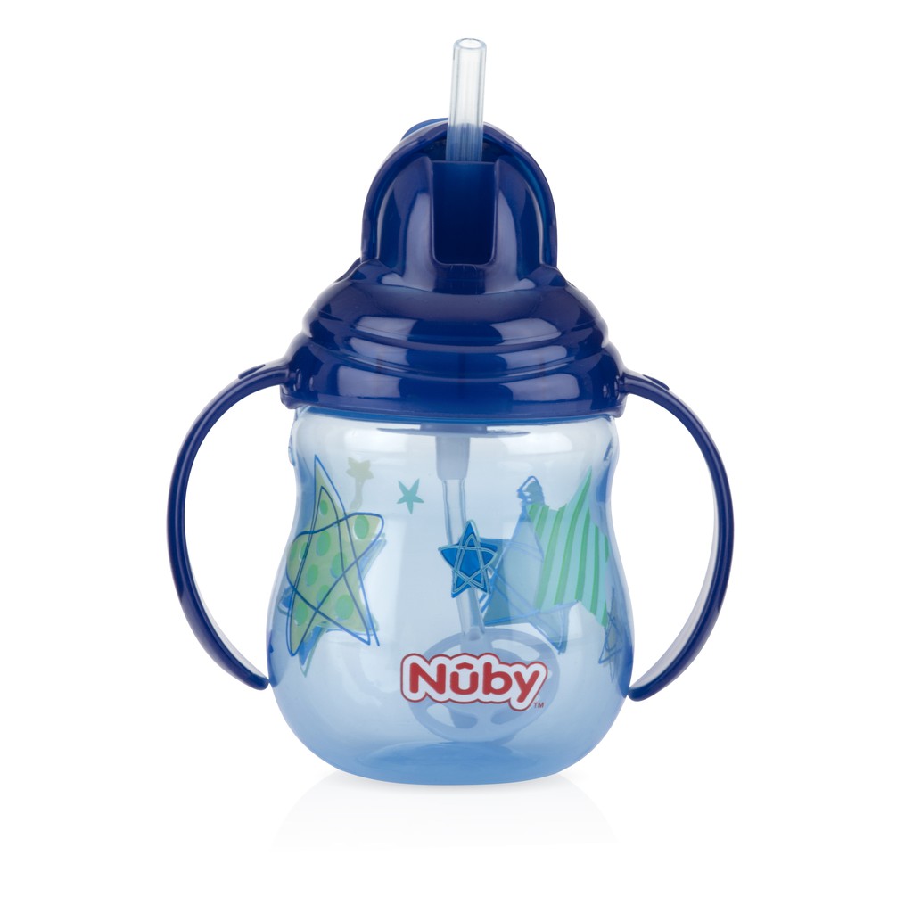 Bình uống nước Nuby ống hút 360 độ 2 tay cầm 270ml- 10324