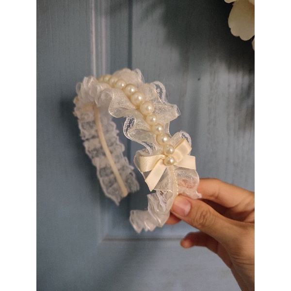 Băng đô tóc giả đính hạt 2 lớp xinh cho bé