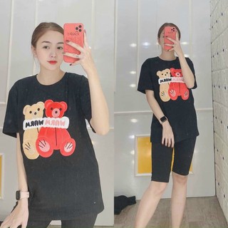 Set đồ bộ thun thể thao mặc nhà, quần lửng, chất liệu 4D co giãn, thun mát mịn