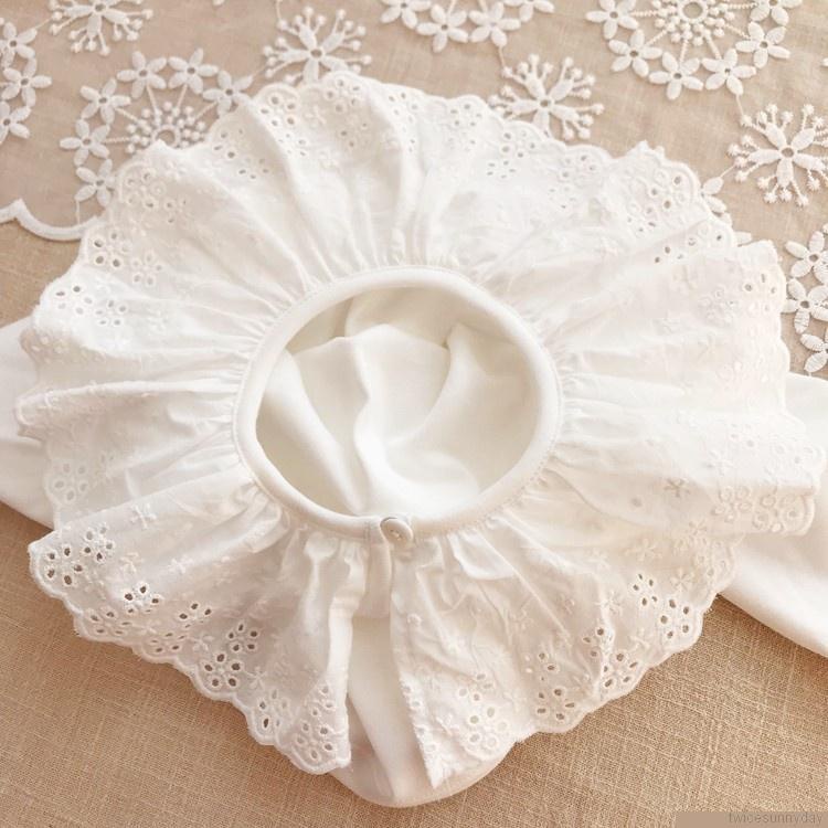 Áo thun cotton tay dài phối ren màu trơn kiểu công chúa dễ thương cho bé gái