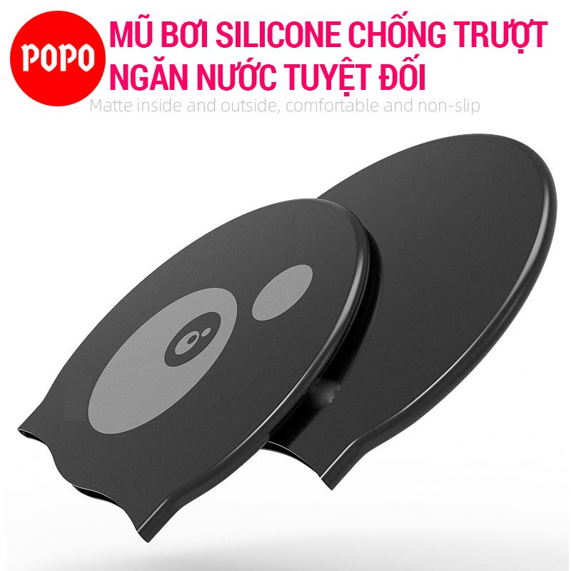 Mũ bơi người lớn silicone chính hãng POPO CA31 nón bơi nam, nữ trẻ em trên 6 tuổi ngăn nước