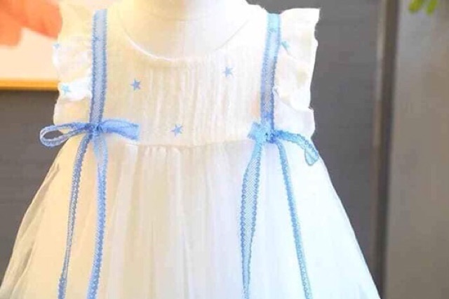 Váy voan xanh hoạ tiết ngôi sao( HÀNG SALE KO ĐỔI TRẢ)