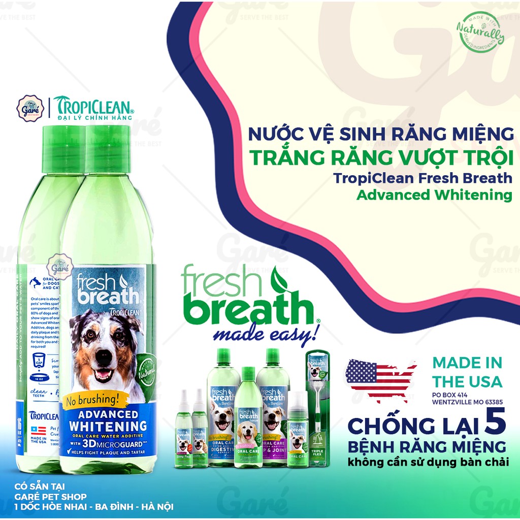 Gel vệ sinh răng miệng đánh bay mảng bám cao răng và hôi miệng cho Chó -TropiClean Fresh Breath Clean Teeth Berry Fresh