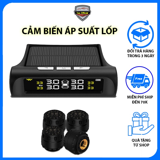 Cảm Biến Áp Suất Lốp – Cảm Biến Áp Suất Lốp TPMS Ô Tô Pin Sạc Năng Lượng Mặt Trời Màn Hình LCD Tuổi Thọ Pin 5 Năm.