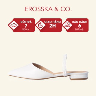 Giày đế bệt Erosska mũi nhọn hở gót phối dây cao 2cm màu trắng_EL002
