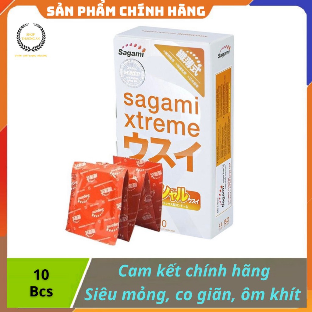 - Bao cao su Sagami Xtreme Super Thin, siêu mỏng, co giãn, ôm khít - Hộp 10 cái