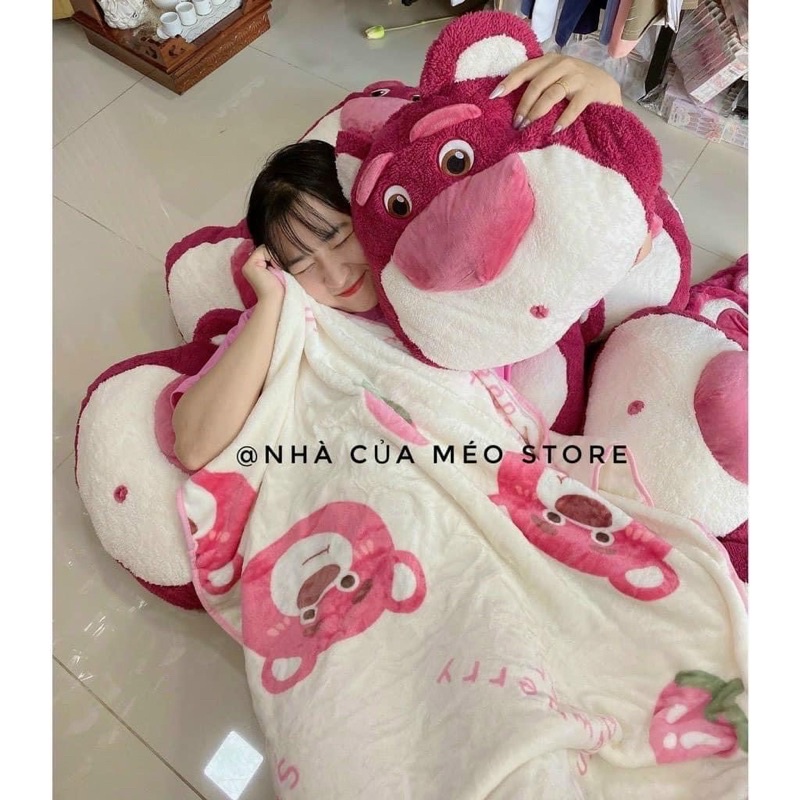 Gấu dạng tròn Lotso kèm chăn siêu yêu