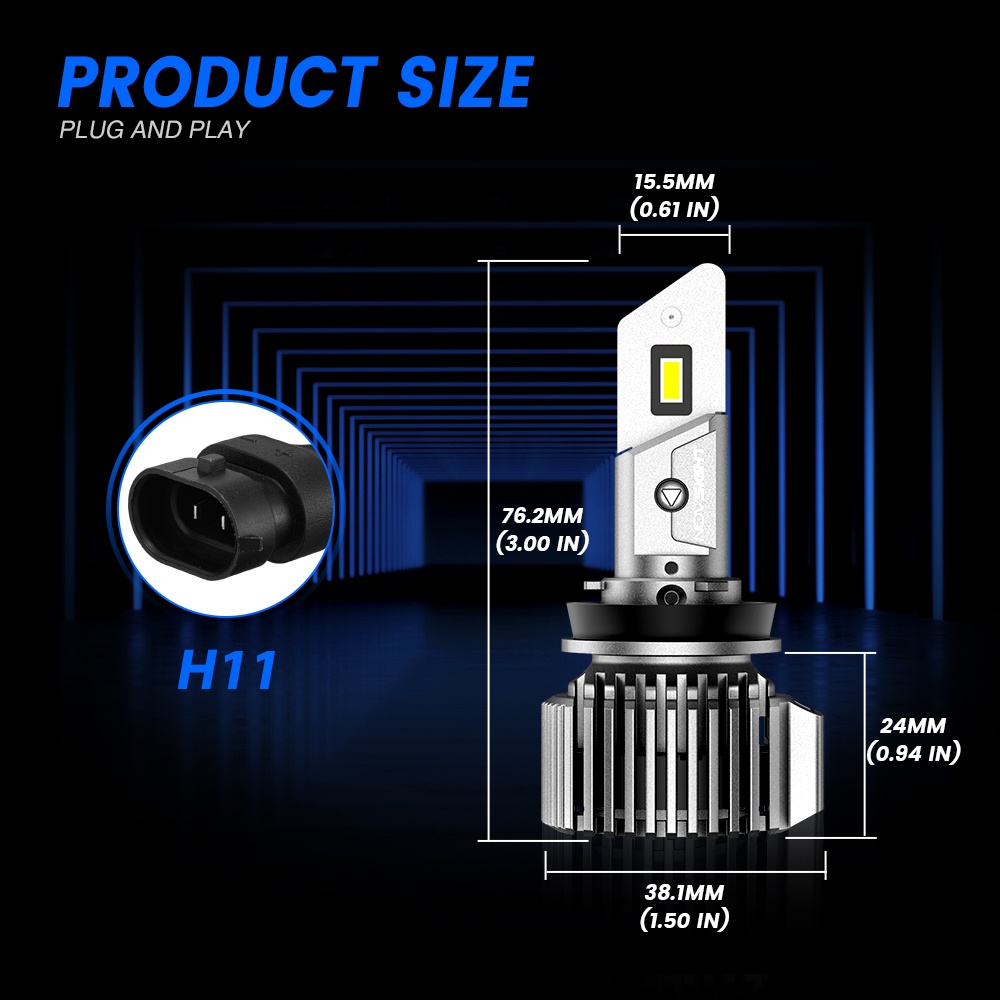 Bóng đèn pha LED NOVSIGHT siêu sáng chiếu sương mù N52 H11 H9 H8 100W 20000LM 6500K