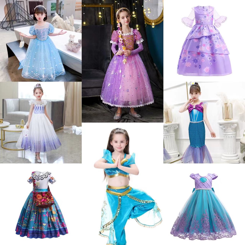 Đầm Hóa Trang Công Chúa Elsa / Sophia / Nàng Tiên Cá / Bạch Tuyết / Tiệc Halloween Cho Bé Gái