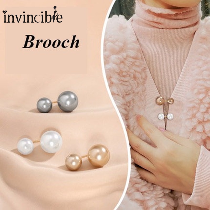 3Pcs Women Fashion Double Pearl Brooch/ Personality Clothes jacket Brooch Pin/ Lapel Hat Collar Jewelry