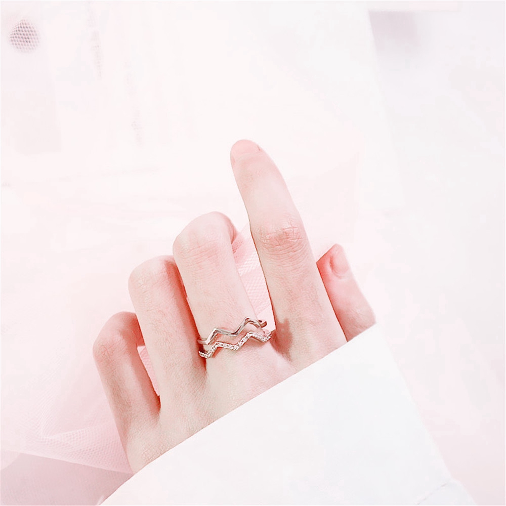 Nhẫn đeo tay kim loại đính đá phong cách Hàn Quốc cho nữ