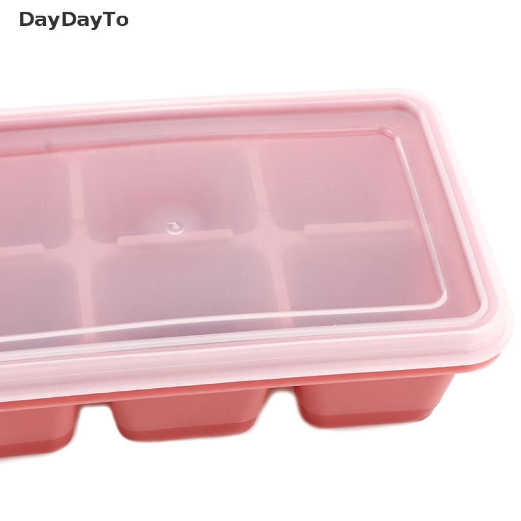 Khuôn Silicone Làm Đá Viên Hình Vuông Nhiều Màu Có Nắp Đậy Tiện Dụng