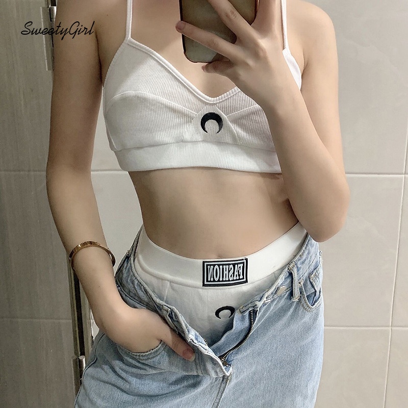 Bộ Áo Tank Top Cổ Chữ V Hở Lưng + Quần Short Lưng Cao Thêu Họa Tiết Thời Trang Cho Nữ