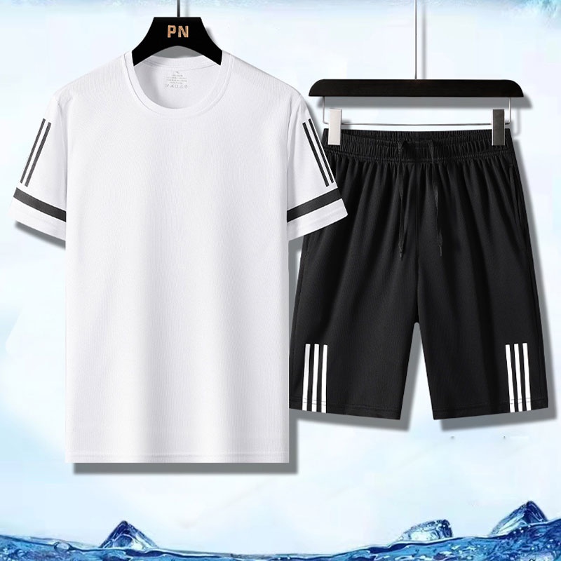 Bộ Đồ Thể Thao Hai Món Vải Lụa Lạnh Nhanh Khô Thời Trang Mùa Hè Cho Nam