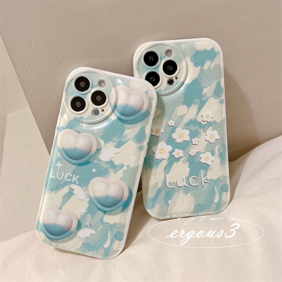 Ốp Điện Thoại Mềm Họa Tiết Bông Hoa Màu Xanh Dương Cho iPhone 14 13 12 11 Pro Max SE2020 X XR Xs Max 7 8 Plus
