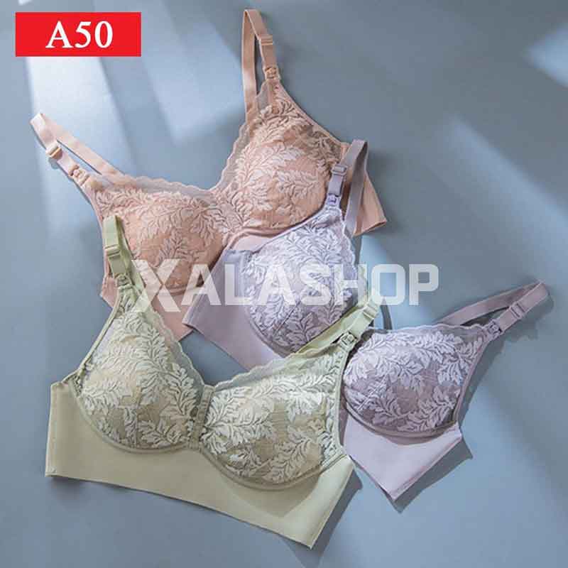 Áo lót bầu cho bé con bú mùa hè su đúc pha ren thiết kế cao cấp đồ lót chip bà bầu A50