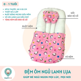 Đệm ngủ cho bé sơ sinh Hapiso - vỏ lanh lụa siêu mát