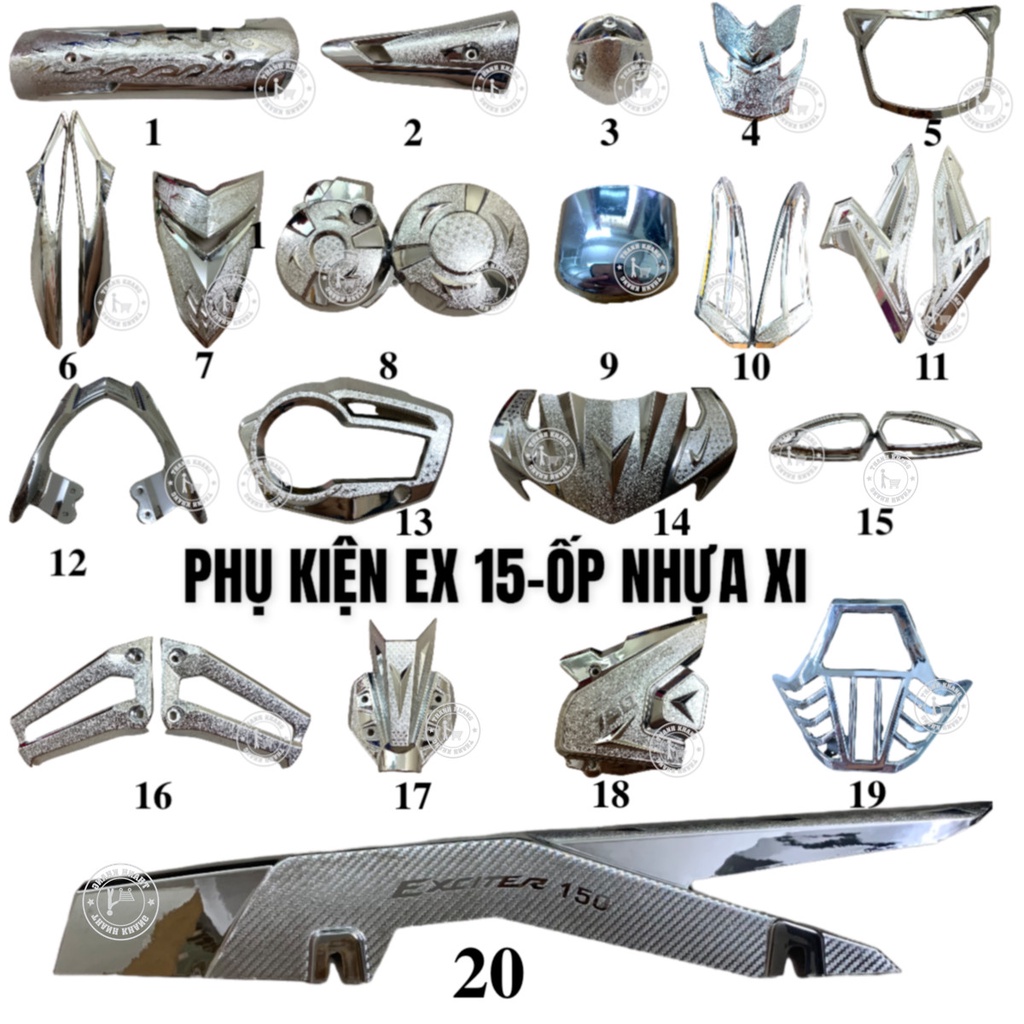 Phụ kiên ốp nhựa xi Exciter150 đời 2015,2016,2017,2018 hàng Việt Nam chất lượng cao thiết kế tinh xảo NXT-EX15
