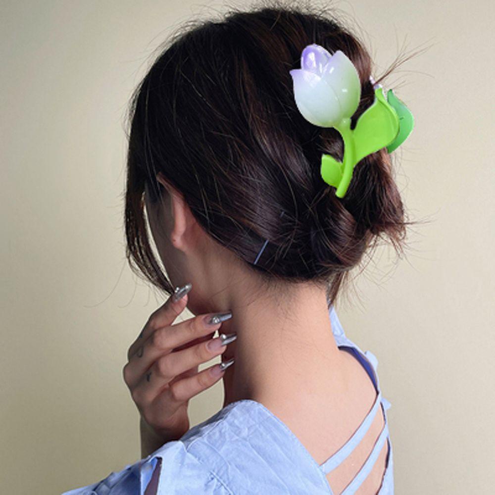 Kẹp Tóc Càng Cua / Càng Cua Hình Hoa Tulip Kiểu Vintage Thanh Lịch Cho Nữ WMES15H