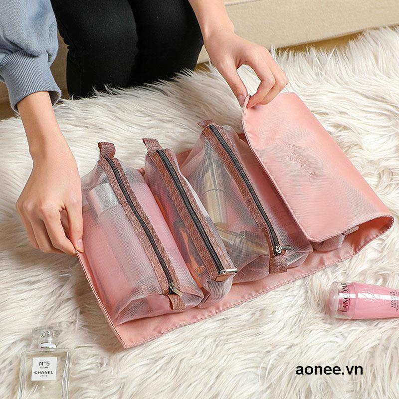 ✨✨Túi Đựng Mỹ Phẩm 4 Ngăn Dung Tích Lớn Dùng Khi Đi Du Lịch