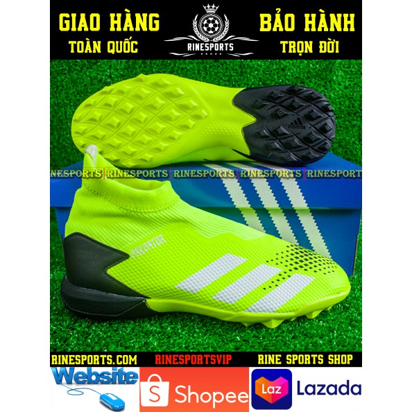 (HÀNG THAILAND) GIÀY BÓNG ĐÁ SÂN CỎ NHÂN TẠO 𝗔𝗱𝗶𝗱𝗮𝘀 Predator 20.3 cổ thun xanh chuối không dây TF.CAM KẾT Y HÌNH-CAM KẾT