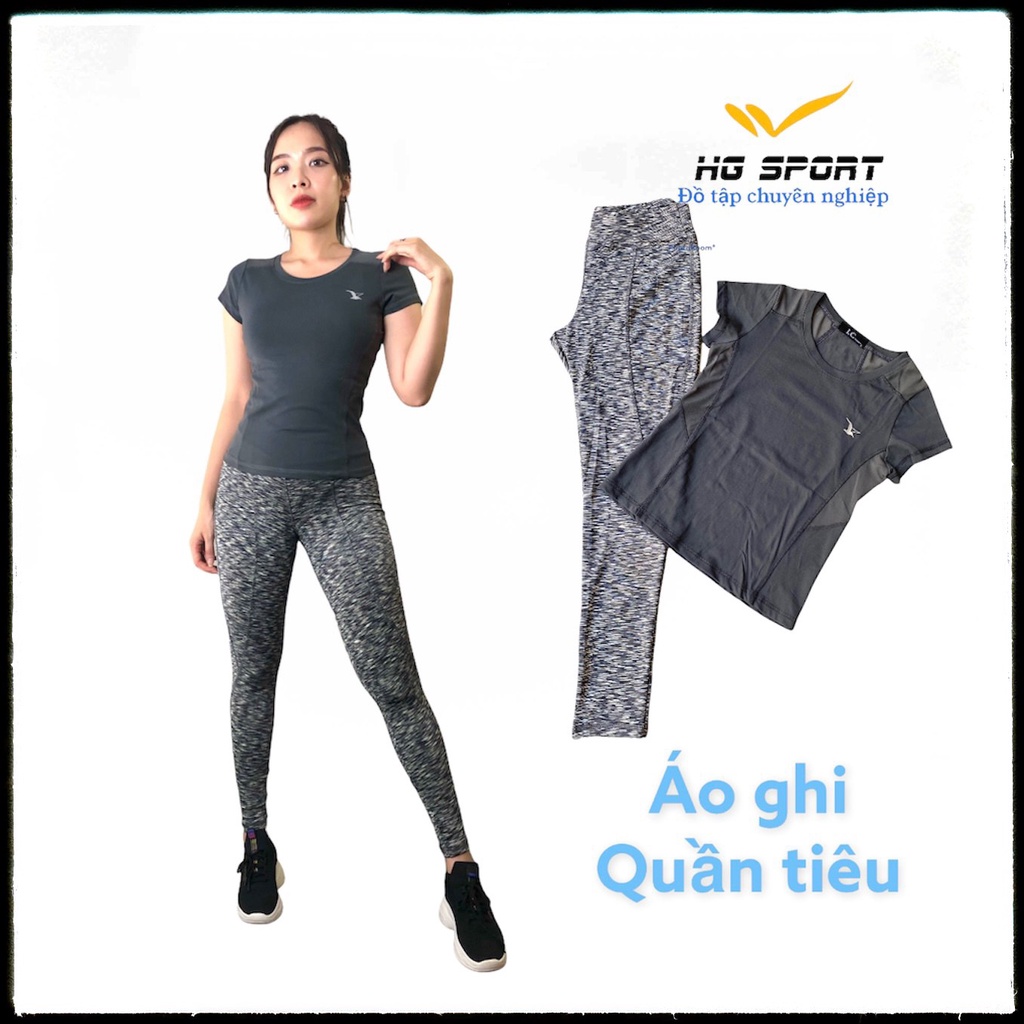 Đồ Tập Gym Bộ Đồ Tập Yoga , Thể Thao Nữ Quần Dài Lưng Cao, Áo Ngắn Tay Hg Sport SD05
