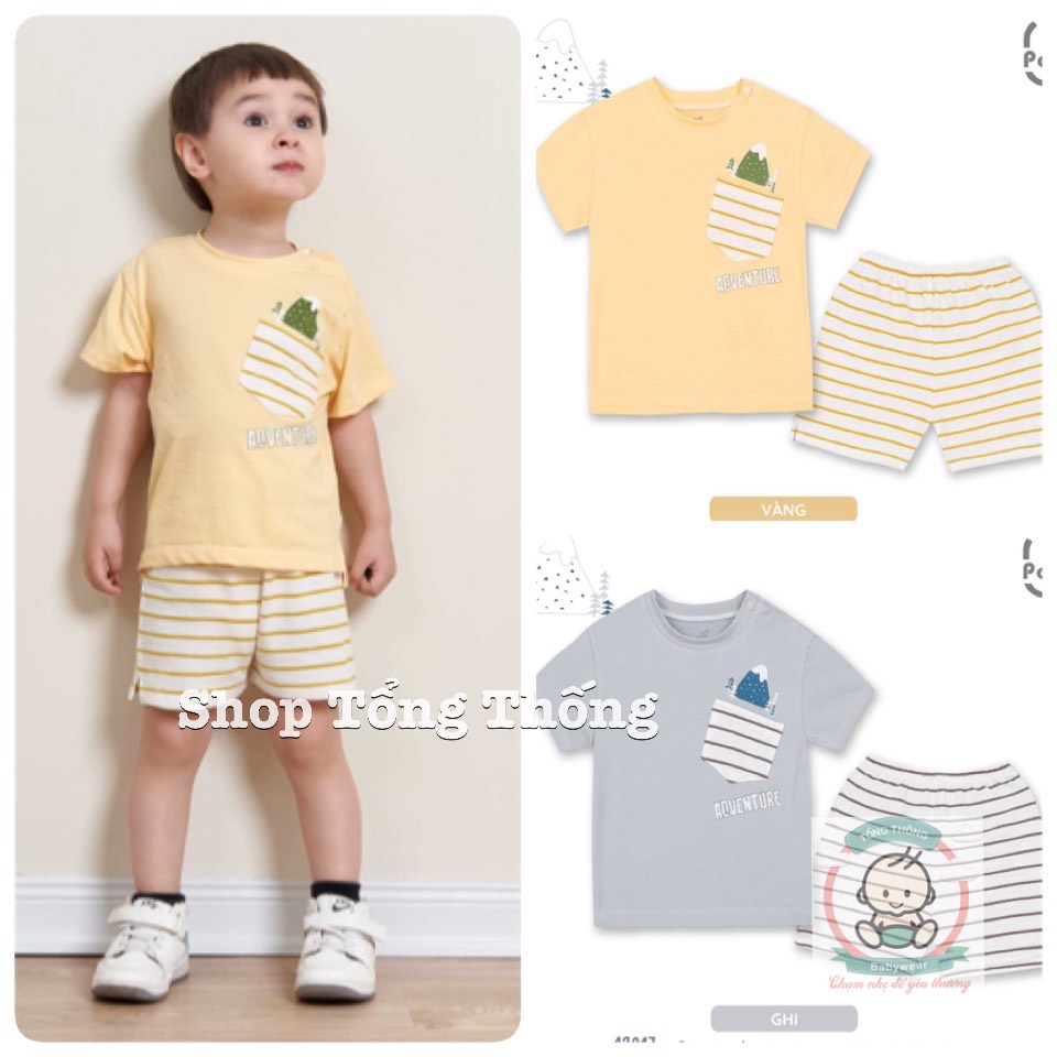 Bộ La Pomme cộc tay Bamboo cotton cao cấp mềm mịn thoáng mát thấm hút tốt túi ngực quả thơm cho bé trai bé gái 12017